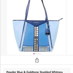 Michael Kors Bag Whitney Studded Powder Blue Tote